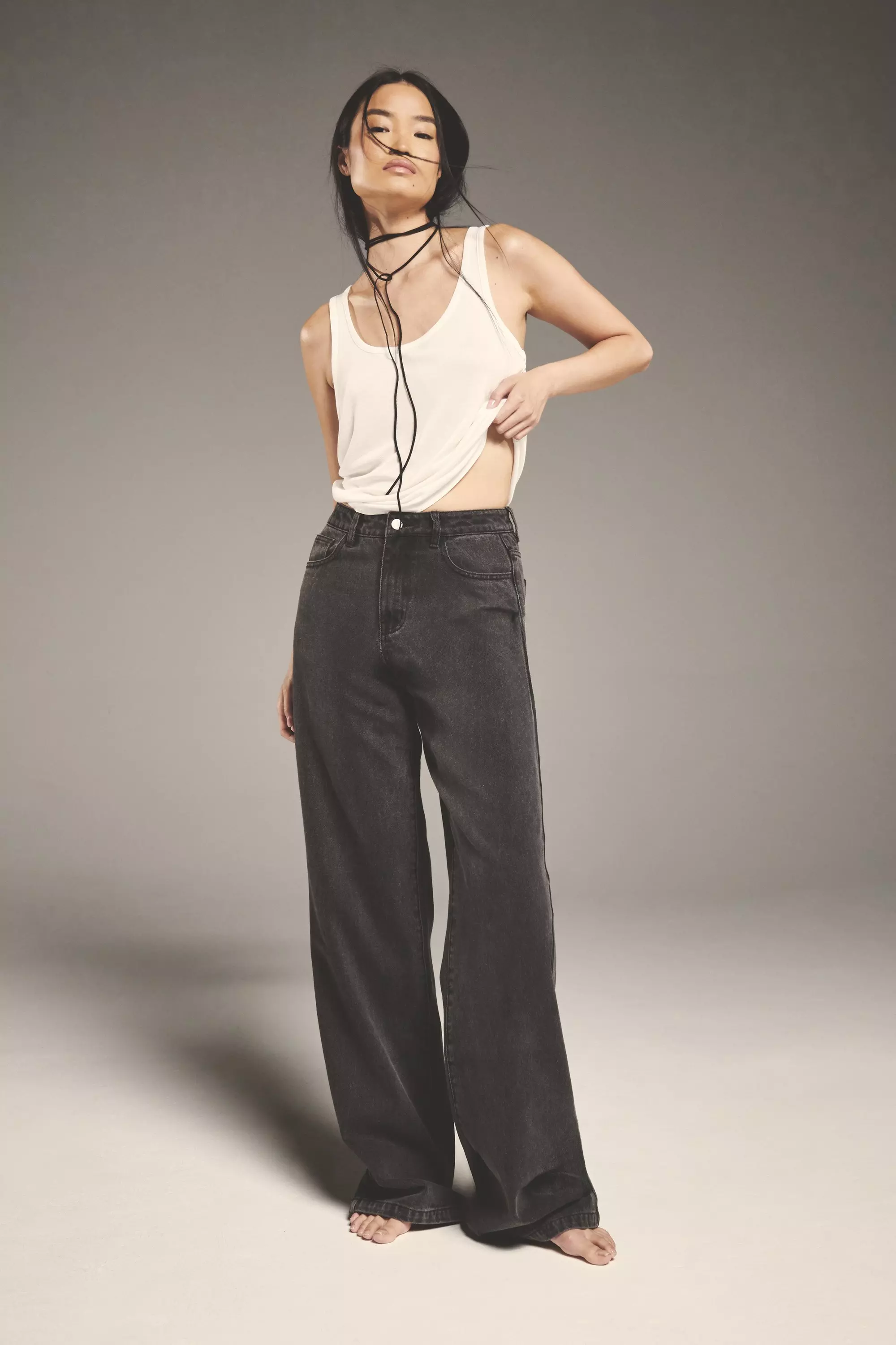Peoplesense Vintage Black Wide-Leg Baggy Jeans – peoplesense
